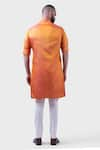 Shop_Raghavendra Rathore Jodhpur_Orange Silk Woven Polka The Amer Stitch Work Kurta _at_Aza_Fashions