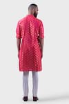 Shop_Raghavendra Rathore Jodhpur_Pink Silk Embroidery The Jaipur Tonal Stitch Line Kurta _at_Aza_Fashions