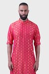 Buy_Raghavendra Rathore Jodhpur_Pink Silk Embroidery The Jaipur Tonal Stitch Line Kurta _Online_at_Aza_Fashions