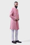 Buy_Raghavendra Rathore Jodhpur_Pink Silk Embroidery Gilded Rose Woven Achkan _Online_at_Aza_Fashions