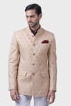 Buy_Raghavendra Rathore Jodhpur_Gold Silk Dune Butti Embroidery Bandhgala_Online_at_Aza_Fashions