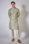 Buy_RNG Safawala_Green Cotton Silk Printed Floral Flower Kurta Set _at_Aza_Fashions