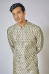 RNG Safawala_Green Cotton Silk Printed Floral Flower Kurta Set _Online_at_Aza_Fashions