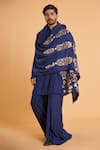 Buy_Siddartha Tytler_Blue Linen Solid Kurta With Flap Attached Pant _at_Aza_Fashions