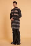 Buy_Siddartha Tytler_Black Kurta Blended Linen Crystals Mesh Embellished With Dhoti Pant  _at_Aza_Fashions