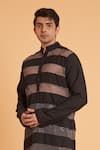 Buy_Siddartha Tytler_Black Kurta Blended Linen Crystals Mesh Embellished With Dhoti Pant  _Online_at_Aza_Fashions