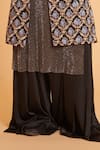 Siddartha Tytler_Black Crepe, Silk Embroidery Mesh Kurta With Hakama Pant _Online_at_Aza_Fashions