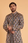Buy_Siddartha Tytler_Black Crepe, Silk Embroidery Mesh Kurta With Hakama Pant _Online_at_Aza_Fashions