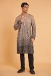 Buy_Siddartha Tytler_Grey Kurta Georgette Embellished Sequin Ombre With Churidar  _at_Aza_Fashions