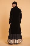 Shop Siddartha Tytler Black Velvet, Silk Embroidery Crest Sherwani With Flared Pant at Aza Fashions Shop_Siddartha Tytler_Black Velvet, Silk Embroidery Crest Sherwani With Flared Pant _at_Aza_Fashions