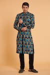 Buy_Siddartha Tytler_Black Velvet, Lycra Zari Floral Bouquet Embroidered Sherwani With Pant _at_Aza_Fashions
