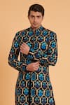 Siddartha Tytler_Black Velvet, Lycra Zari Floral Bouquet Embroidered Sherwani With Pant _Online_at_Aza_Fashions