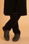Buy_Siddartha Tytler_Black Velvet Placement Embroidery Gunmetal Gradient Sherwani With Pant  _Online_at_Aza_Fashions