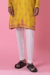 Siddhartha Bansal_Yellow Kurta Chanderi Printed Floral With Pant _Online_at_Aza_Fashions