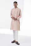 Buy_Siddhartha Bansal_Pink Kurta Chanderi Printed Floral With Pant _at_Aza_Fashions