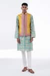 Buy_Siddhartha Bansal_Yellow Dupion Embroidered Cutdana Bundi _Online_at_Aza_Fashions