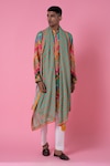 Siddhartha Bansal_Pink Velvet Printed Floral Geometric Bundi _Online_at_Aza_Fashions