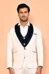 Aryavir Malhotra_White Waistcoat Velvet Textured Coat Pant Set _at_Aza_Fashions