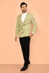 Buy_Aryavir Malhotra_Green Crepe Plain Patch Pocket Jacket _at_Aza_Fashions