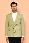 Buy_Aryavir Malhotra_Green Crepe Plain Patch Pocket Jacket _Online_at_Aza_Fashions