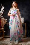 Buy_Avalipt_White 100% Silk Organza Handpainted Floral Aphrodite Saree  _Online_at_Aza_Fashions