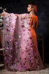 Buy_Avalipt_Pink 100% Silk Organza Handpainted Floral Breezy Bougainvillea Saree _Online_at_Aza_Fashions