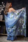 Buy_Avalipt_Blue 100% Silk Organza Handpainted Floral Day Dream Blossom Saree _Online_at_Aza_Fashions