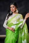 Buy_Avalipt_Green 100% Silk Organza Handpainted Floral Jaan-e-bahaar Blossom Saree _Online_at_Aza_Fashions