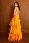 Buy_PUNIT BALANA_Yellow Chanderi Silk Embroidery Flora And Fauna Blouse Lehenga Set For Women_Online