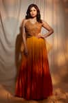 Buy_PUNIT BALANA_Yellow Satin Silk Embroidery Resham V Neck And Coin Maxi Dress  _at_Aza_Fashions