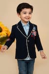 Shop_LITTLE BOYS CLOSET_Blue Suiting Avengers Patch Work Blazer _at_Aza_Fashions