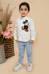 Buy_Little Boys Closet_White Cotton Satin Sequins Mickey Mouse Embroidered Shirt_at_Aza_Fashions
