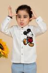 Shop_Little Boys Closet_White Cotton Satin Sequins Mickey Mouse Embroidered Shirt_at_Aza_Fashions