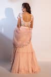Shop_Smriti By Anju Agarwal_Peach Crepe, Organza, Taffeta, Chiffon Embroidery Asymmetric Reese Lehenga Set _at_Aza_Fashions