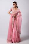 Buy_Smriti By Anju Agarwal_Pink Chiffon, Silk, Net, Crepe Cut Work, Embroidery, Pearls Kiera Lehenga Set _at_Aza_Fashions