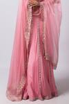Smriti By Anju Agarwal_Pink Chiffon, Silk, Net, Crepe Cut Work, Embroidery, Pearls Kiera Lehenga Set _Online_at_Aza_Fashions