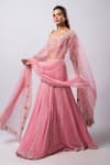 Buy_Smriti By Anju Agarwal_Pink Chiffon, Silk, Net, Crepe Cut Work, Embroidery, Pearls Kiera Lehenga Set _Online_at_Aza_Fashions