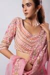 Shop_Smriti By Anju Agarwal_Pink Chiffon, Silk, Net, Crepe Cut Work, Embroidery, Pearls Kiera Lehenga Set _Online_at_Aza_Fashions