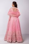 Shop_Smriti By Anju Agarwal_Pink Chiffon Cut Work, Embroidery, Pearls Lusia Floral Panelled Lehenga Set _at_Aza_Fashions