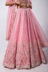 Smriti By Anju Agarwal_Pink Chiffon Cut Work, Embroidery, Pearls Lusia Floral Panelled Lehenga Set _Online_at_Aza_Fashions