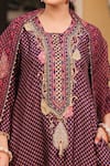 Shop_Label Niti Bothra_Purple Silk Embroidered Pearl Round Cheent Print Kurta Pant Set _Online_at_Aza_Fashions