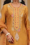 Label Niti Bothra_Yellow Silk Embroidered Pearl Round Applique Motif Kurta Pant Set _Online_at_Aza_Fashions