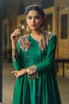 Buy_Label Niti Bothra_Green Silk Embroidered Pearl One-shoulder Cowl Dress With Jacket _Online_at_Aza_Fashions