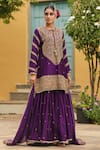 Buy_Label Niti Bothra_Purple Pure Banarasi Spun Silk Embroidery Zari Dori Flower Kurta Sharara Set _at_Aza_Fashions