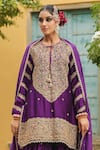 Buy_Label Niti Bothra_Purple Pure Banarasi Spun Silk Embroidery Zari Dori Flower Kurta Sharara Set 