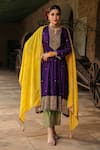 Buy_Label Niti Bothra_Purple Anarkali Pure Banarasi Spun Silk Embroidery Zari Dori Salwar Set _Online_at_Aza_Fashions