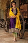 Buy_Label Niti Bothra_Purple Anarkali Pure Banarasi Spun Silk Embroidery Zari Dori Salwar Set 