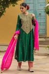 Buy_Label Niti Bothra_Green Kurta Pure Banarasi Spun Silk Embroidery Zari Dori Resham With Salwar _Online_at_Aza_Fashions