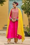 Buy_Label Niti Bothra_Pink Kurta Pure Banarasi Spun Silk Embroidery Zari Dori Resham And With Salwar _at_Aza_Fashions