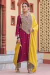 Shop_Label Niti Bothra_Wine Kurta Pure Banarasi Spun Silk Embroidery Zari Dori Floral With Salwar _Online_at_Aza_Fashions